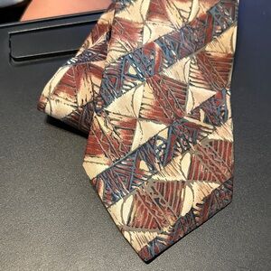 Hardy Amies London pure silk Abstract Patterned Tie in Red and Blue